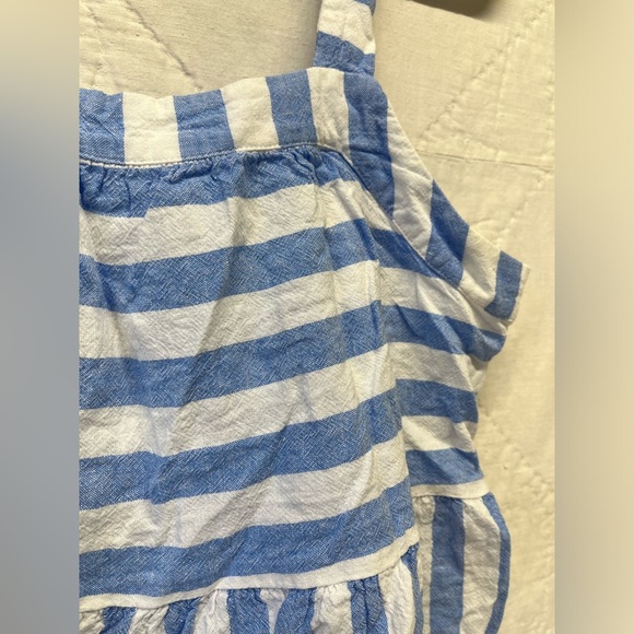 LOFT Striped Linen Babydoll Blouse, Size Small - Picture 3 of 5